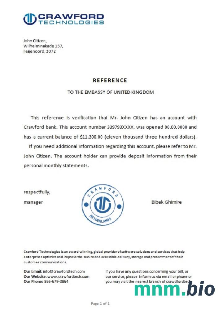 Przykład referencyjny Netherlands Crawford bank w formatach Word i PDF